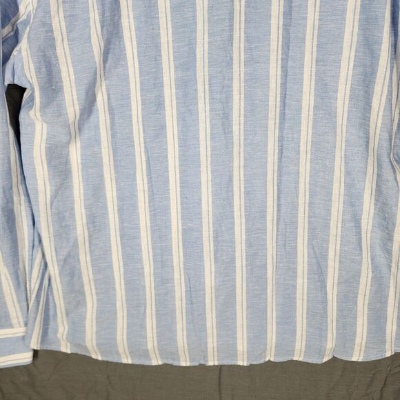 Sartoria ASA Men Button-Up Slim Fit XXL Blue Striped 100% Linen - Picture 9 of 11